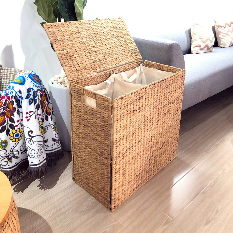 Bayou Breeze Wicker DoubleSided Laundry Clothes Hamper